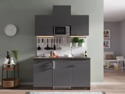 Respekta Küchenzeile KB150EYGMIC 150 cm Grau-Eiche York Nachbildung