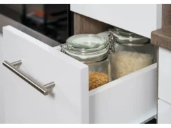 Respekta Küchenzeile KB370EYGMIGKE 370 cm Grau Seidengl.-Eiche York Nachbildung