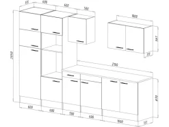 Respekta Küchenzeile KB330EYGMIGKE 330 cm Grau Seidengl.-Eiche York Nachbildung