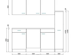 Respekta Küchenzeile KB180EYGMI 180 cm Grau-Eiche York Nachbildung