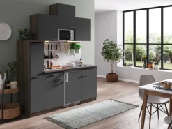 Respekta Küchenzeile KB180EYGMI 180 cm Grau-Eiche York Nachbildung