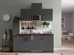 Respekta Küchenzeile KB180EYGMIC 180 cm Grau-Eiche York Nachbildung