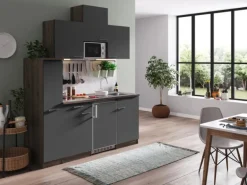 Respekta Küchenzeile KB180EYGMIC 180 cm Grau-Eiche York Nachbildung