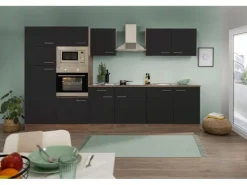 Respekta Küchenzeile KB330EYSMIGKE 330 cm Schwarz-Eiche York Nachbildung