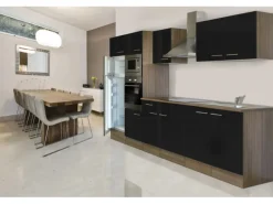Respekta Küchenzeile KB330EYSMIGKE 330 cm Schwarz-Eiche York Nachbildung