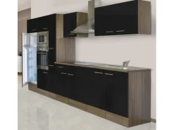 Respekta Küchenzeile KB360EYSMIGKE 360 cm Schwarz-Eiche York Nachbildung