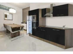 Respekta Küchenzeile KB360EYSMIGKE 360 cm Schwarz-Eiche York Nachbildung