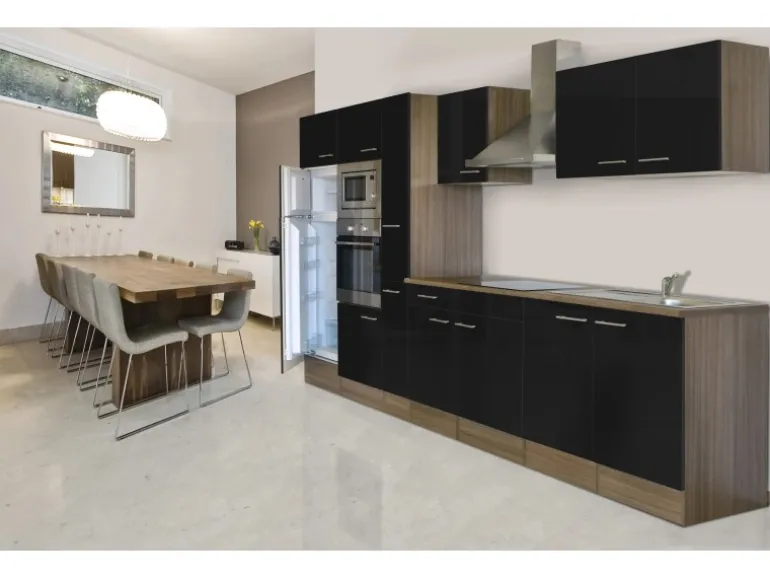 Respekta Küchenzeile KB360EYSMIGKE 360 cm Schwarz-Eiche York Nachbildung