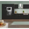 Respekta Küchenzeile KB370EYSMIGKE 370 cm Schwarz Eiche-York Nachbildung