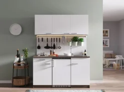 Respekta Küchenzeile KB150EYW 150 cm Weiß-Eiche York Nachbildung