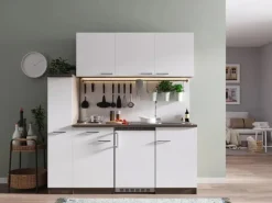 Respekta Küchenzeile KB180EYW 180 cm Weiß-Eiche York Nachbildung