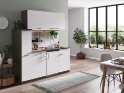 Respekta Küchenzeile KB180EYW 180 cm Weiß-Eiche York Nachbildung