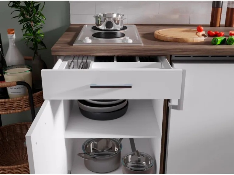 Respekta Küchenzeile KB180EYW 180 cm Weiß-Eiche York Nachbildung