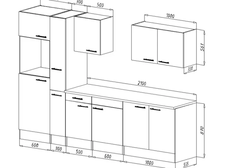 Respekta Küchenzeile KB300EYW 300 cm Weiß Seidenglanz-Eiche York Nachbildung