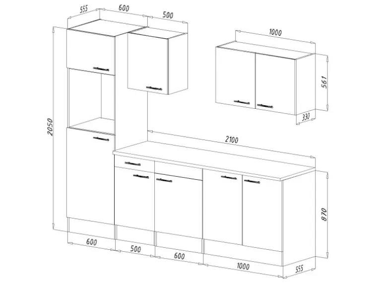 Respekta Küchenzeile KB270EYW 270 cm Weiß Seidenglanz-Eiche York Nachbildung
