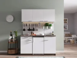 Respekta Küchenzeile KB150EYWC 150 cm Weiß-Eiche York Nachbildung