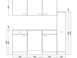 Respekta Küchenzeile KB180EYWMIC 180 cm Weiß-Eiche York Nachbildung
