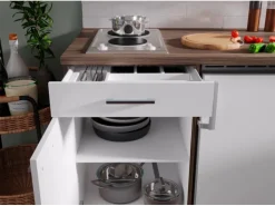 Respekta Küchenzeile KB180EYWMI 180 cm Weiß-Eiche York Nachbildung