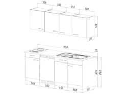 Respekta Küchenzeile KB195EYWMIC 195 cm Weiß-Eiche York Nachbildung