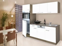 Respekta Küchenzeile KB205EYWC 205 cm Weiß Eiche York