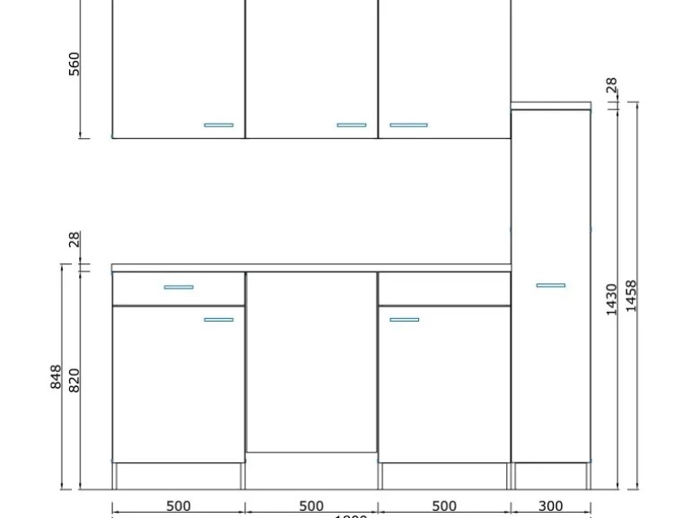 Respekta Küchenzeile KB180EYWC 180 cm Weiß-Eiche York Nachbildung