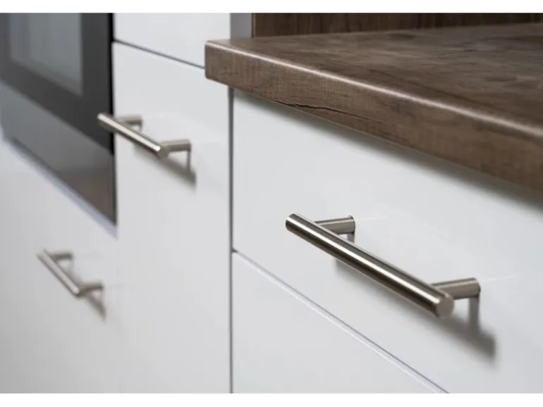 Respekta Küchenzeile KB330EYWMIGKE 330 cm Weiß Seidengl.-Eiche York Nachbildung