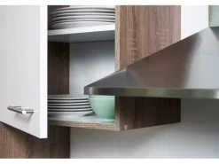 Respekta Küchenzeile KB330EYWMIGKE 330 cm Weiß Seidengl.-Eiche York Nachbildung