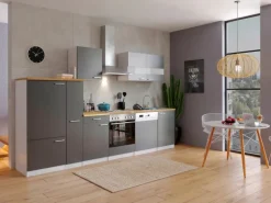 Respekta Küchenzeile KB310WG 310 cm Grau-Weiß