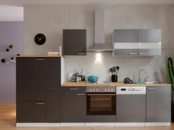 Respekta Küchenzeile KB310WG 310 cm Grau-Weiß