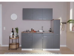 Respekta Küchenzeile KB180WG 180 cm Grau-Weiß