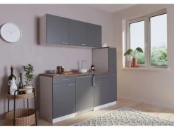 Respekta Küchenzeile KB180WG 180 cm Grau-Weiß
