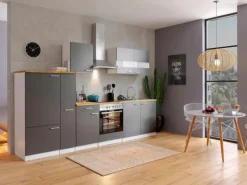 Respekta Küchenzeile KB300WGC 300 cm Grau-Weiß