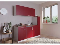 Respekta Küchenzeile KB180WR 180 cm Rot-Weiß