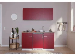 Respekta Küchenzeile KB150WRC 150 cm Rot-Weiß