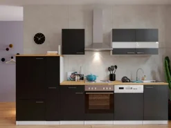 Respekta Küchenzeile KB310WS 310 cm Schwarz-Weiß