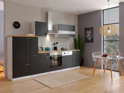 Respekta Küchenzeile KB310WS 310 cm Schwarz-Weiß