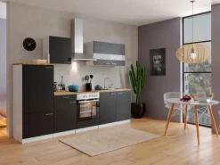 Respekta Küchenzeile KB270WSC 270 cm Schwarz-Weiß