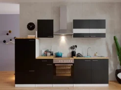 Respekta Küchenzeile KB270WSC 270 cm Schwarz-Weiß