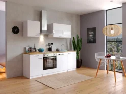 Respekta Küchenzeile KB220WW 220 cm Weiß