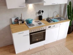 Respekta Küchenzeile KB220WW 220 cm Weiß