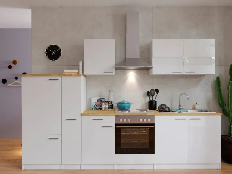 Respekta Küchenzeile KB300WW 300 cm Weiß