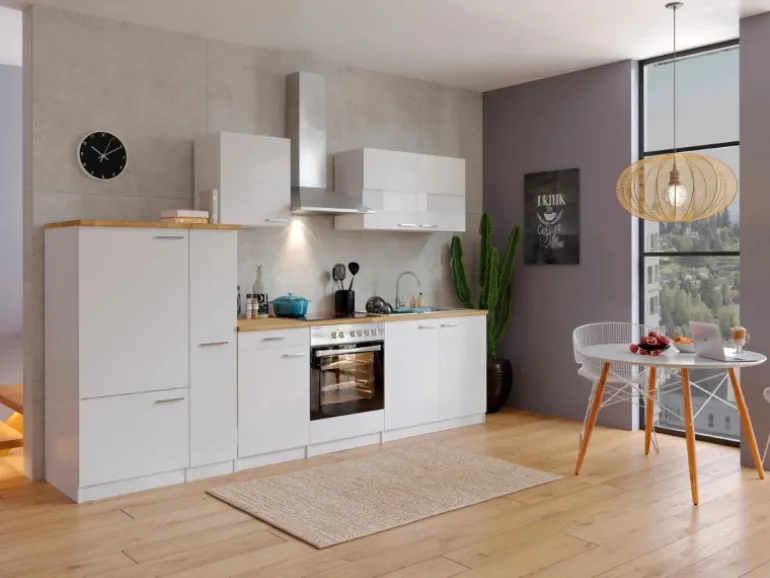 Respekta Küchenzeile KB300WWC 300 cm Weiß