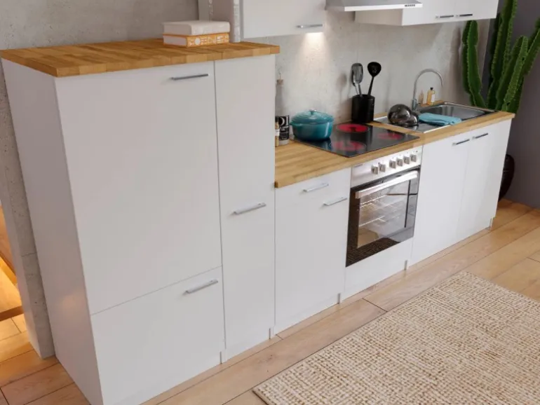 Respekta Küchenzeile KB300WWC 300 cm Weiß