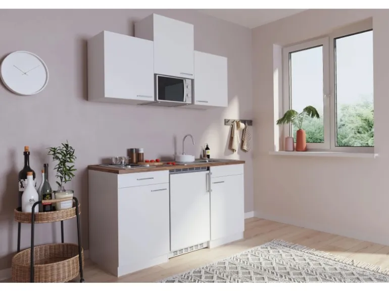 Respekta Küchenzeile KB150WWMI 150 cm Weiß