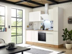 Respekta Küchenzeile Marleen 250 cm Artisan-Eiche Weiß