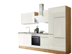 Respekta Küchenzeile Marleen 310 cm Artisan-Eiche Weiß Hochglanz
