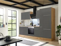 Respekta Küchenzeile Marleen 310 cm Artisan-Eiche Grau Matt