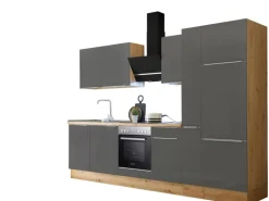 Respekta Küchenzeile Marleen 310 cm Artisan-Eiche Grau Matt