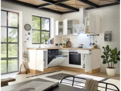 Respekta Küchenzeile Marleen 220 cm Artisan-Eiche Weiß Winkel