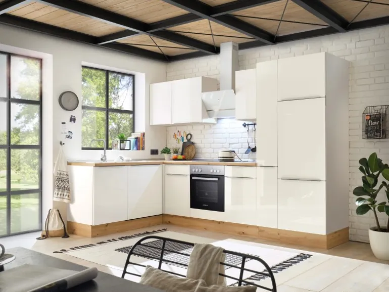 Respekta Küchenzeile Marleen 310 cm Artisan-Eiche Weiß Winkel